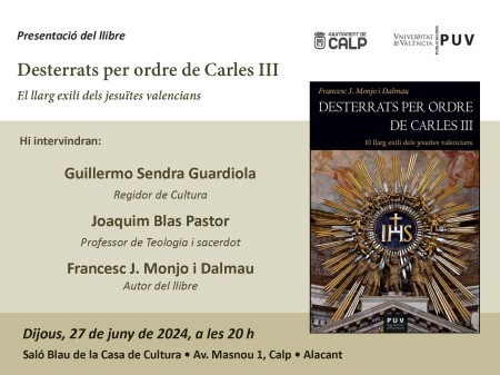 Presentación del libro "Desterrats per ordre de Carles III" en la Casa de Cultura de Calpe - Universitat de València