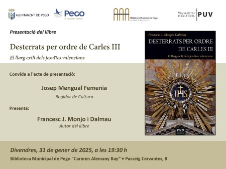 Presentació del llibre "Desterrats per ordre de Carles III" a la Biblioteca Municipal de Pego - Universitat de València