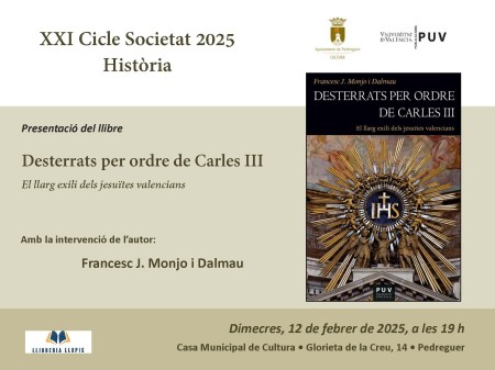 Presentación del libro "Desterrats per ordre de Carles III" en la Casa Municipal de Cultura de Pedreguer - Universitat de València