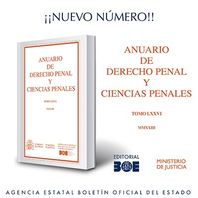Novedad Editorial BOE. Anuario de Derecho Penal y Ciencias Penales 2023, Tomo LXXVI