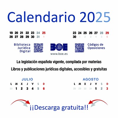 Calendario de la Editorial BOE para el año 2025