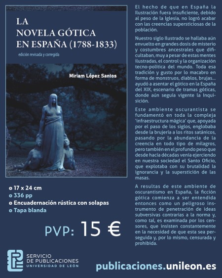 LA NOVELA GÓTICA EN ESPAÑA (1788-1833), de Miriam López Santos, primera novedad editorial de septiembre de 2024.